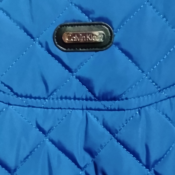 Calvin Klein Quilted Vest Blue Hand Warmer Style Pockets Sz XS - Picture 10 of 13
